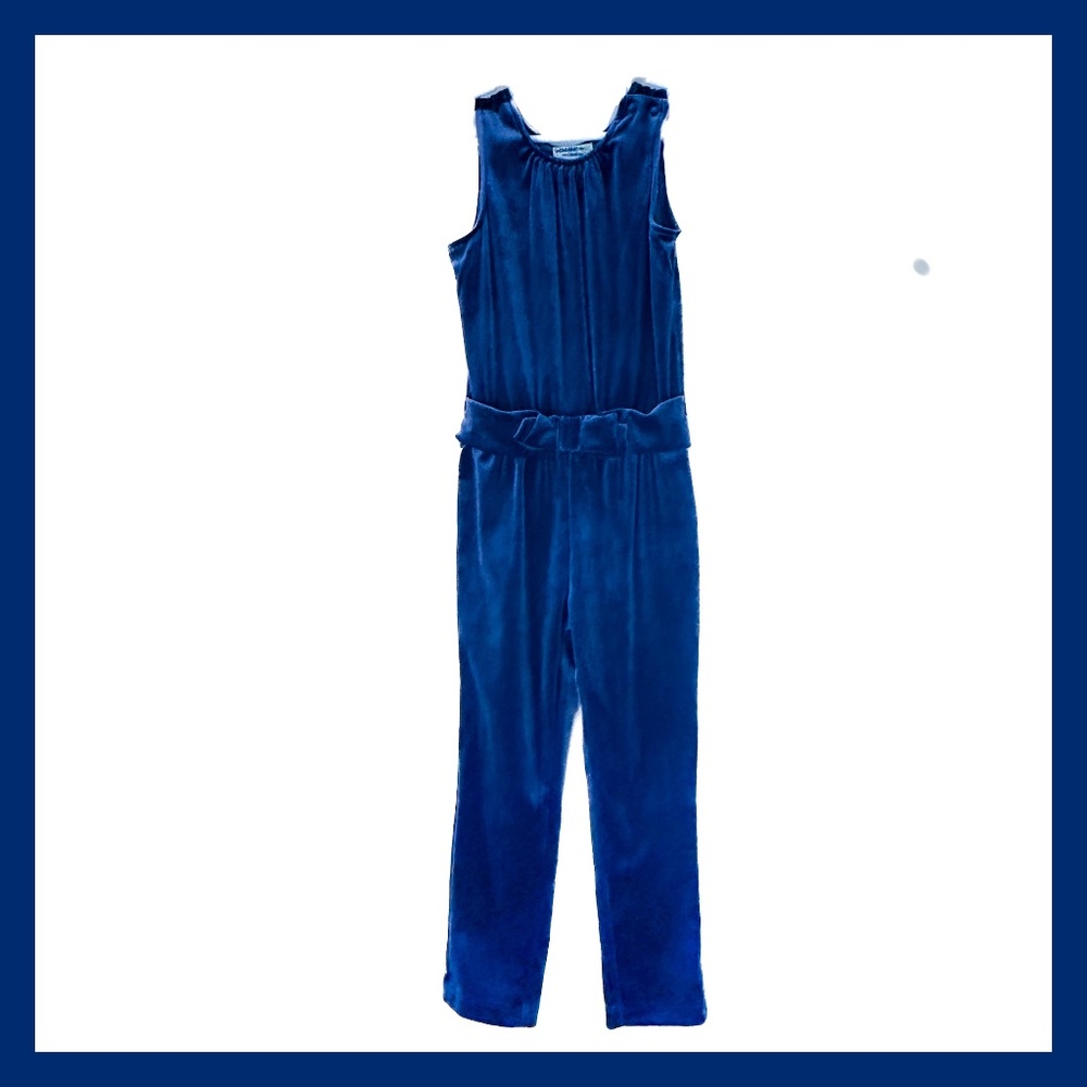 NEW Genuine Kid Velour Bow Jumpsuit 4T Nightfall Blue